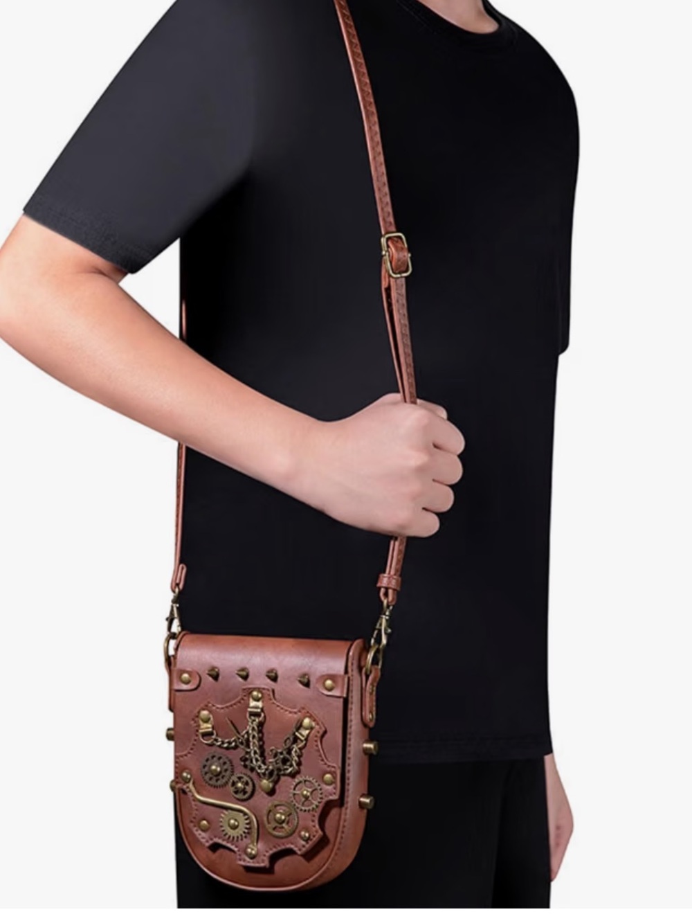 Anthropologie Brown Steampunk Gear Crossbody and waist Bag